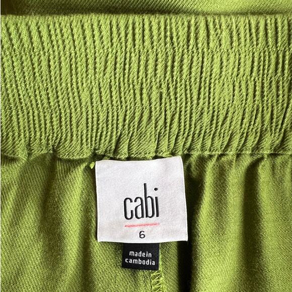CAbi High Rise Traipse Short Linen Blend Style 6398 in Avocado Green Women Sz. 6 - Picture 10 of 12